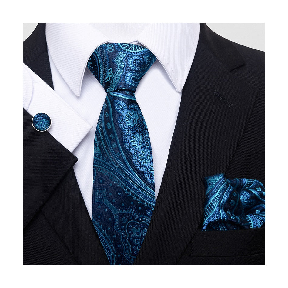 Silk Neck Tie Handkerchief & Cuff Link Set