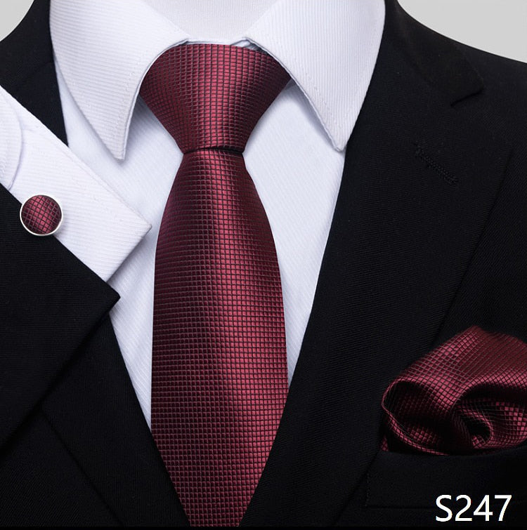 Silk Neck Tie Handkerchief & Cuff Link Set