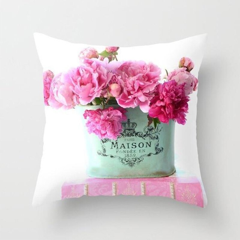 Blushing Blooms: Elegant Pink Floral Pillow Cases