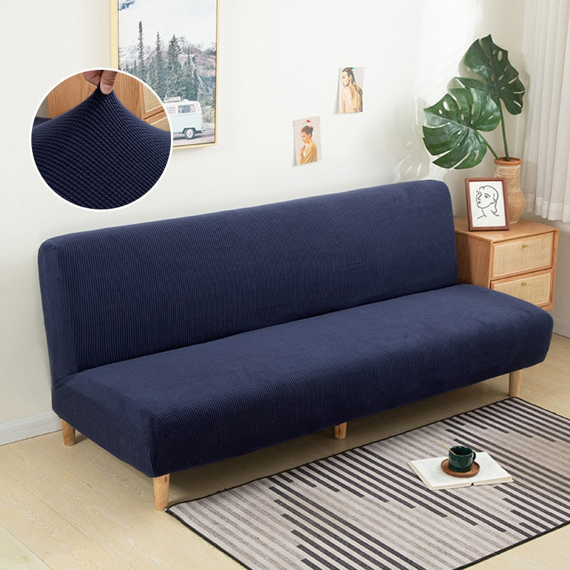 Cozy Haven: Luxe Polar Fleece Armless Sofa Bed Cover