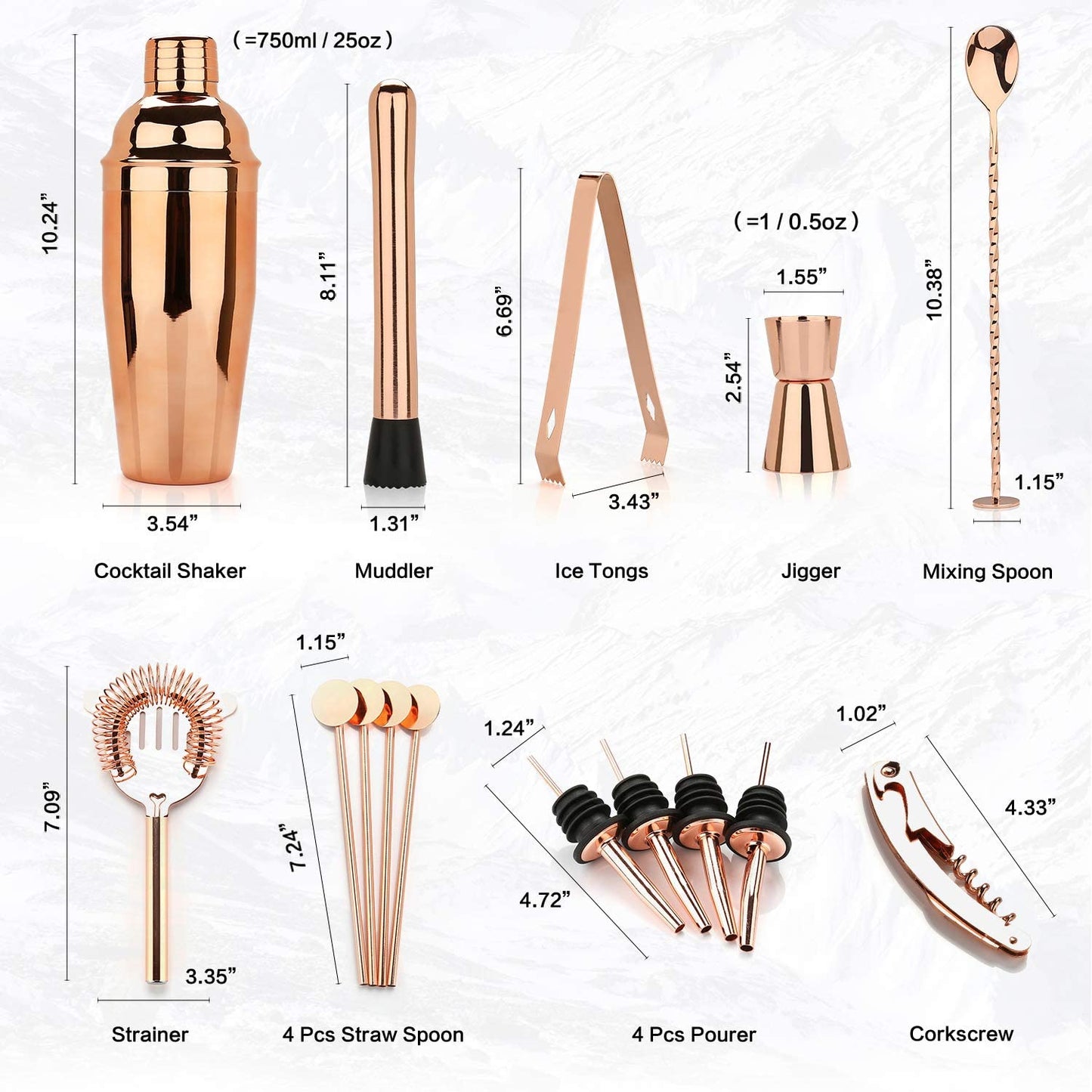 16 Piece Cocktail Mixer Bartender Kit