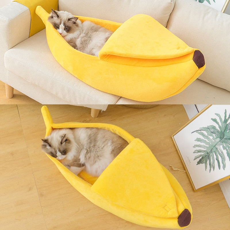 Cute Cozy Cat Banana Bed