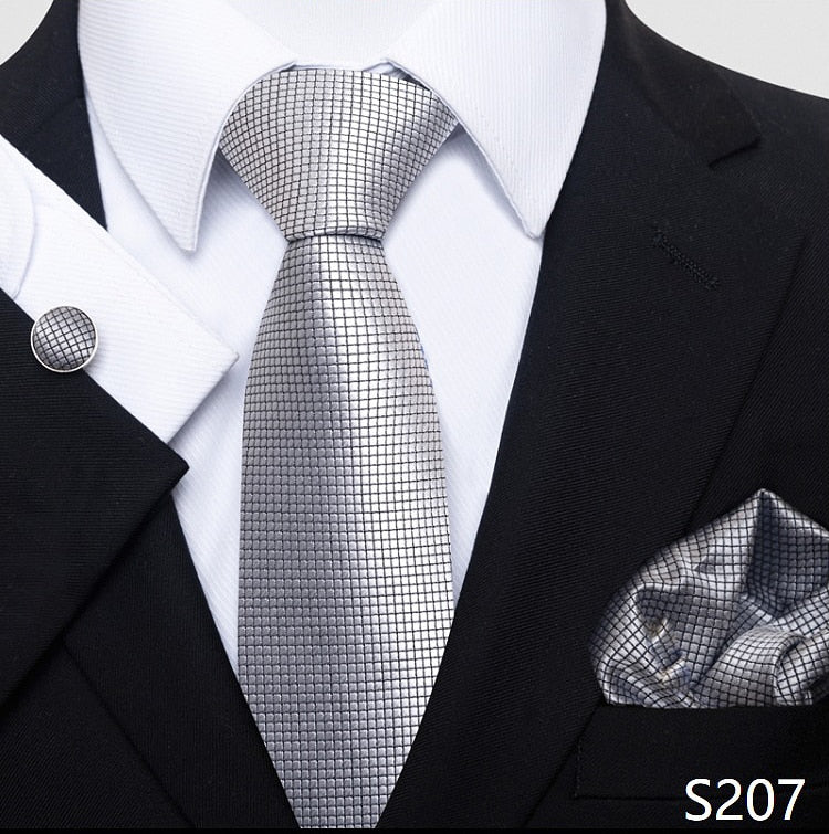 Silk Neck Tie Handkerchief & Cuff Link Set