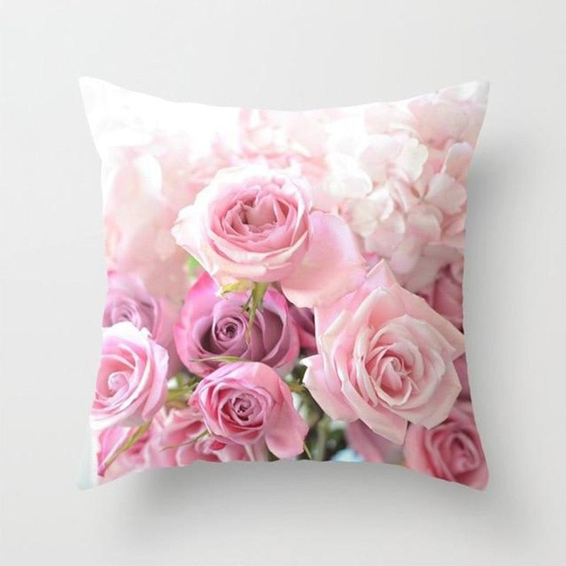 Blushing Blooms: Elegant Pink Floral Pillow Cases