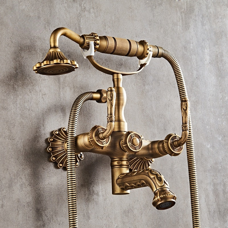 Antique Brass Bathtub Shower Faucet