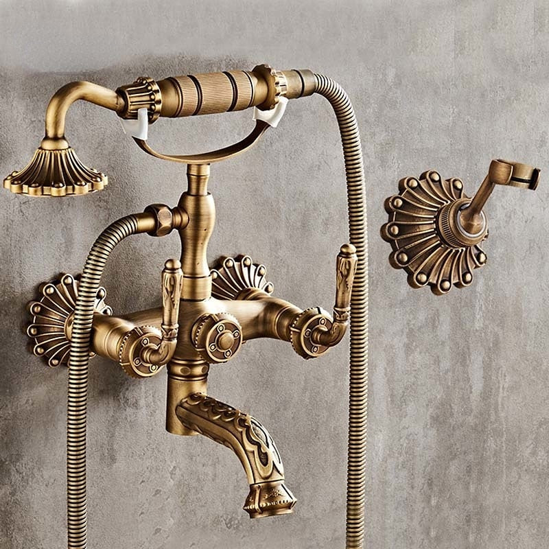 Antique Brass Bathtub Shower Faucet