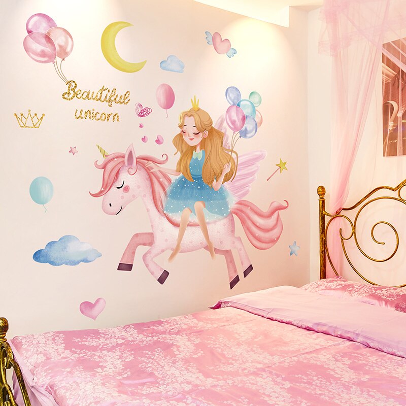 Kids Unicorn Cartoon Art Wall Stickers