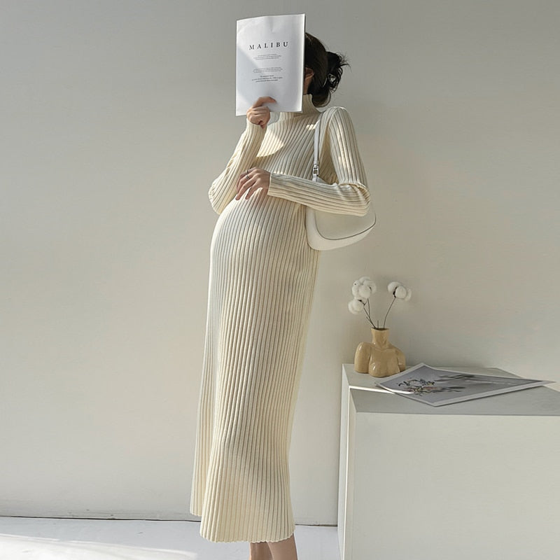 High Neck Maternity Sweater Dress