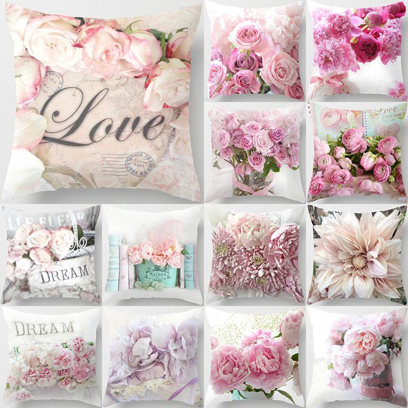 Blushing Blooms: Elegant Pink Floral Pillow Cases