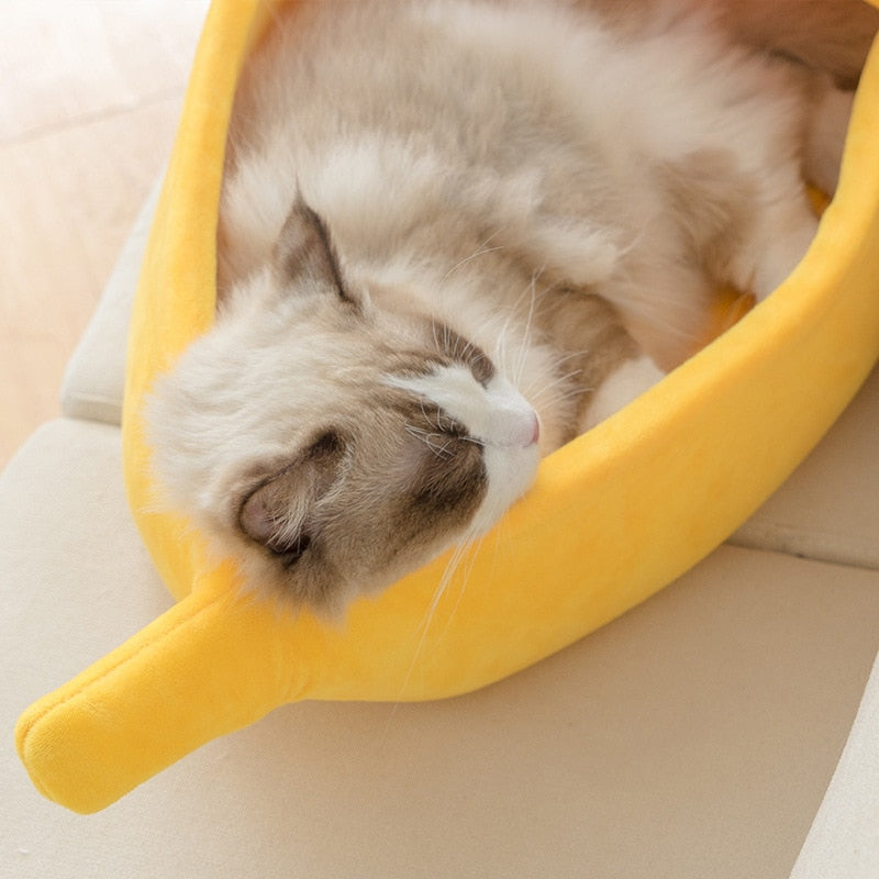 Cute Cozy Cat Banana Bed