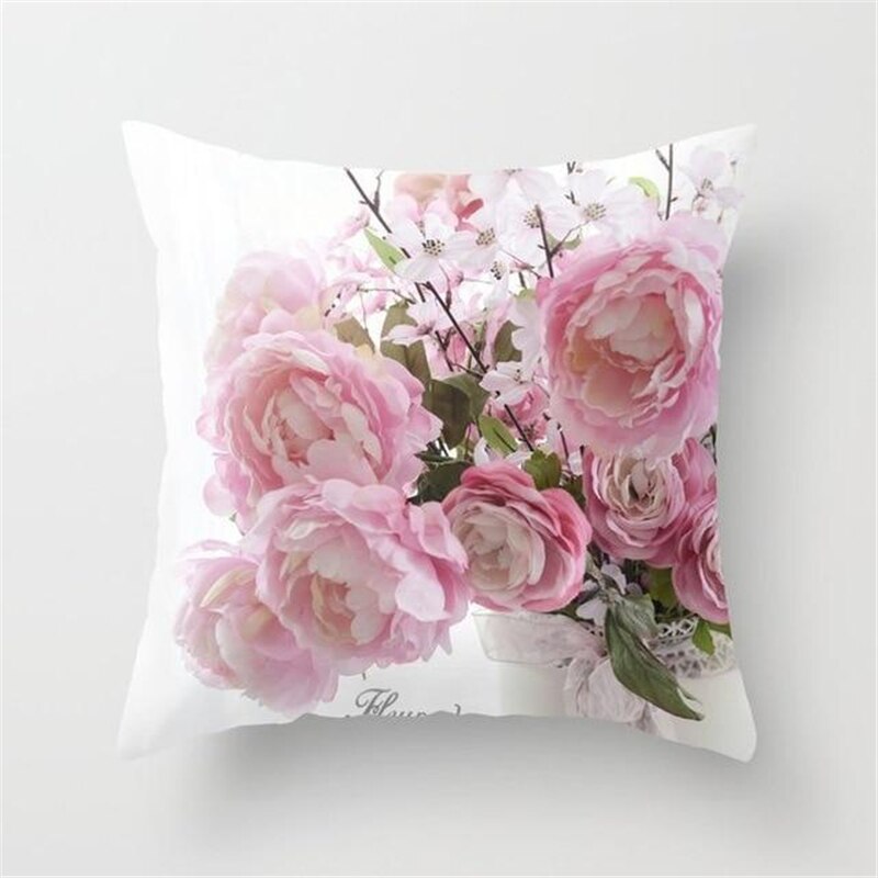 Blushing Blooms: Elegant Pink Floral Pillow Cases