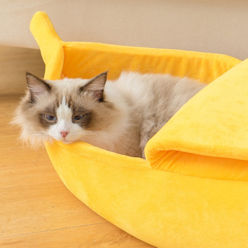 Cute Cozy Cat Banana Bed