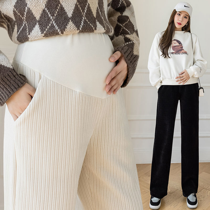 Wide Leg Corduroy Maternity Dress Pants