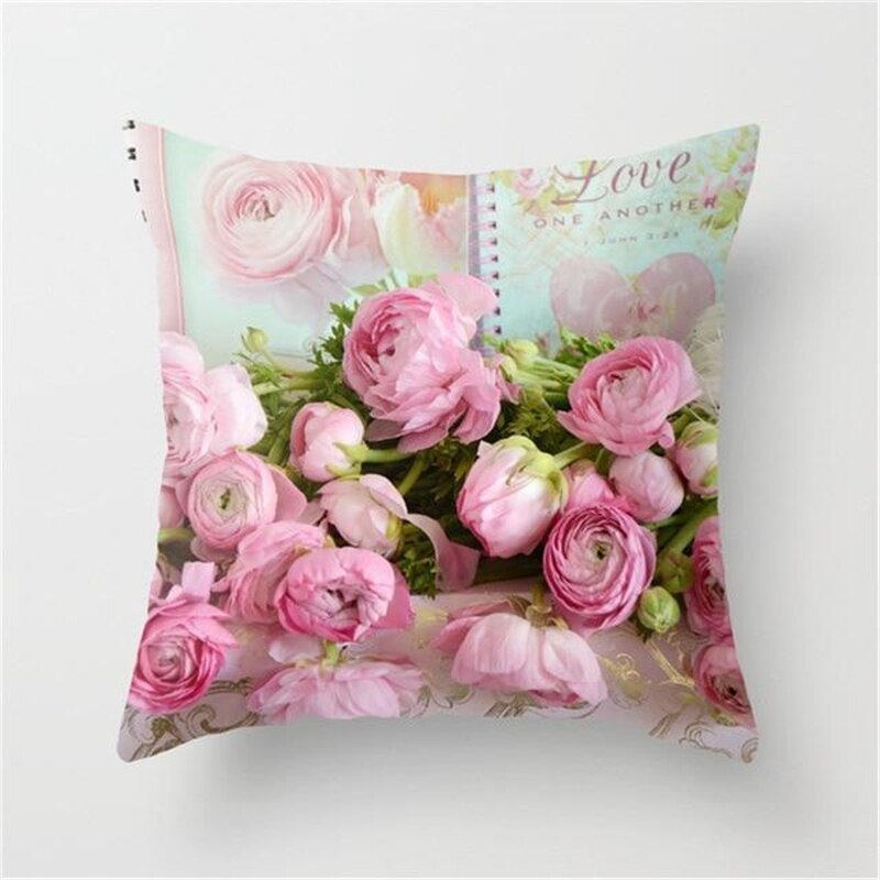 Blushing Blooms: Elegant Pink Floral Pillow Cases