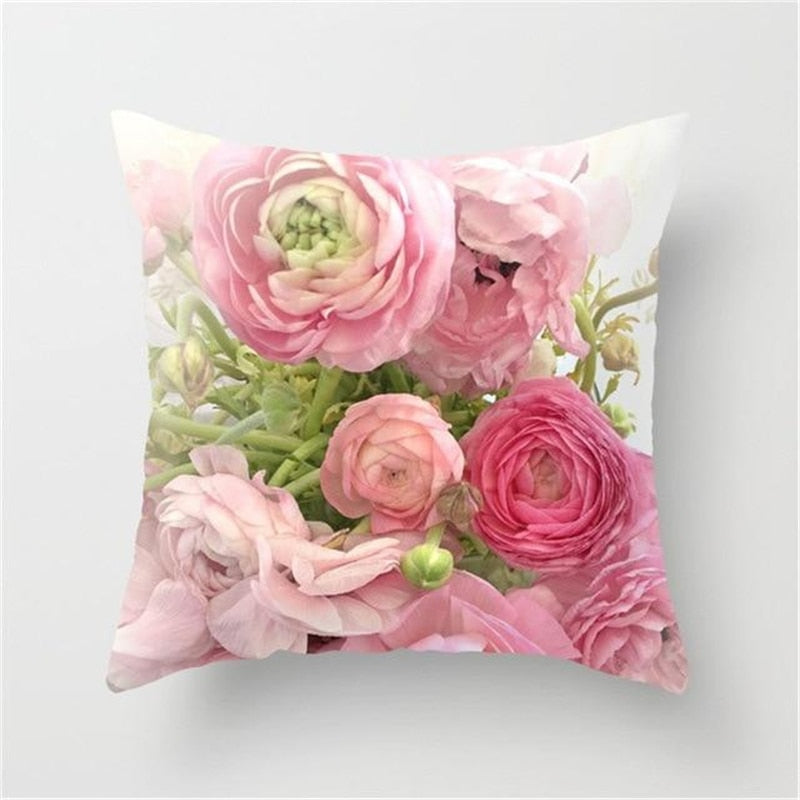 Blushing Blooms: Elegant Pink Floral Pillow Cases