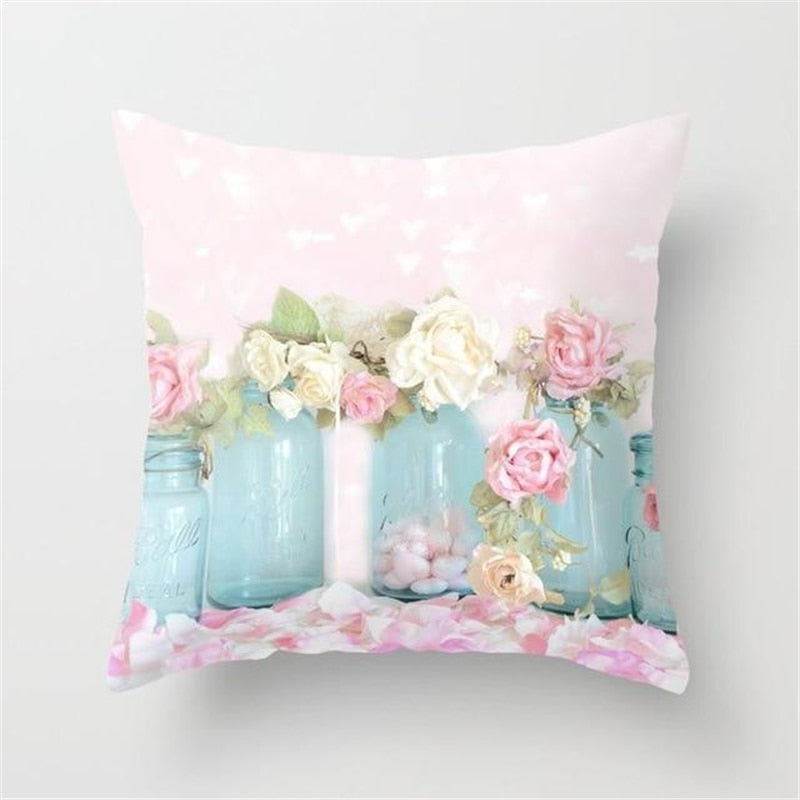 Blushing Blooms: Elegant Pink Floral Pillow Cases