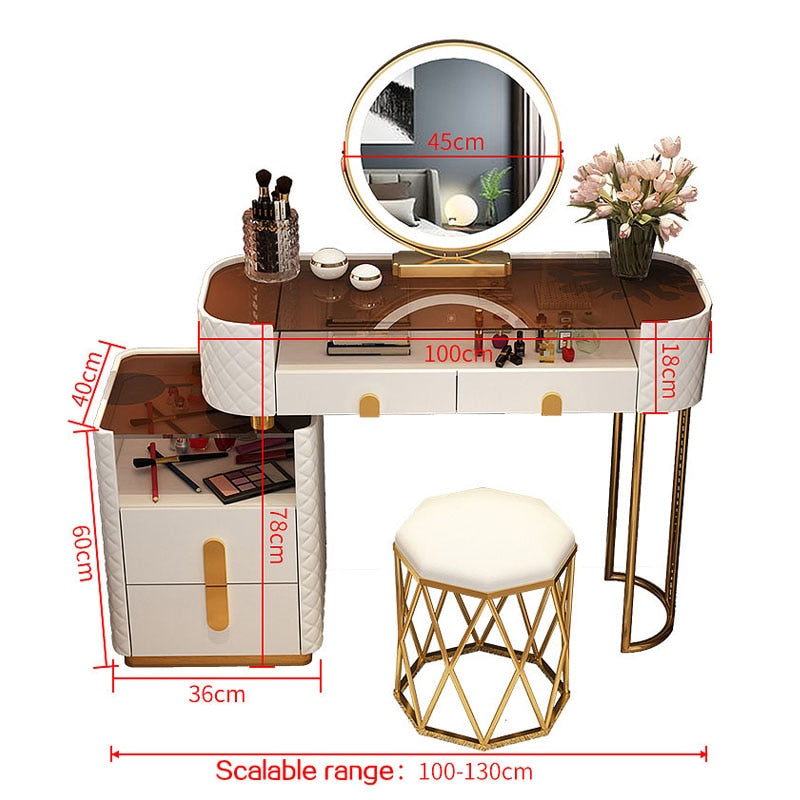 Luxury Makeup Table Set With LED Mirror