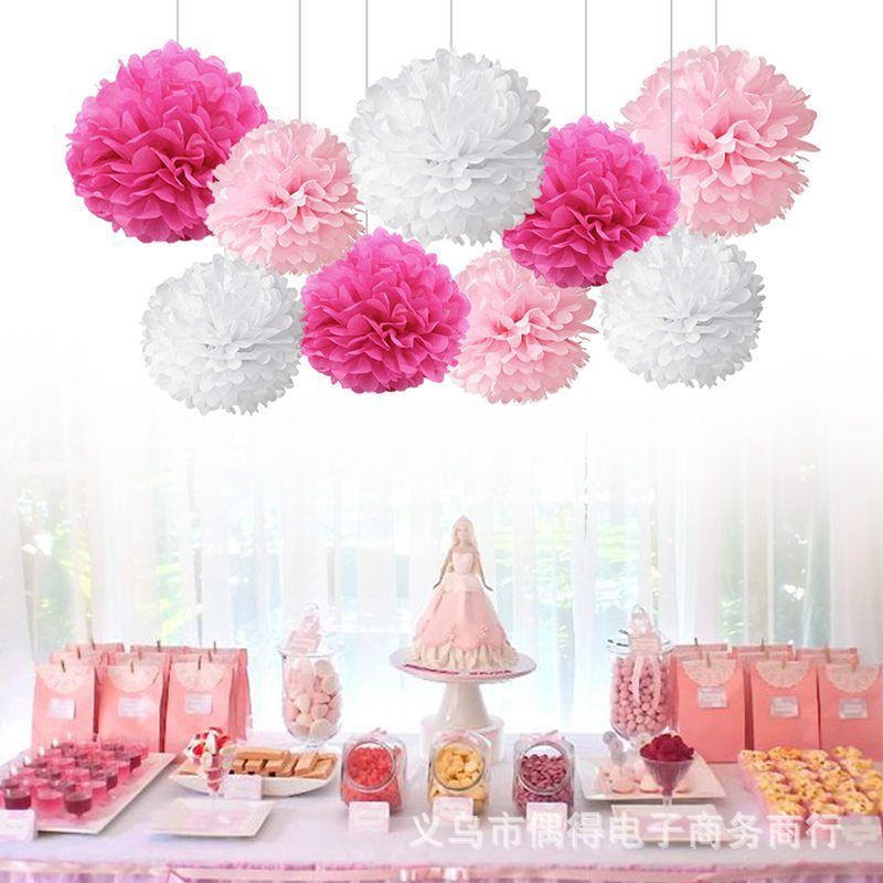 Hanging Paper Pom-Poms (9 Pieces)