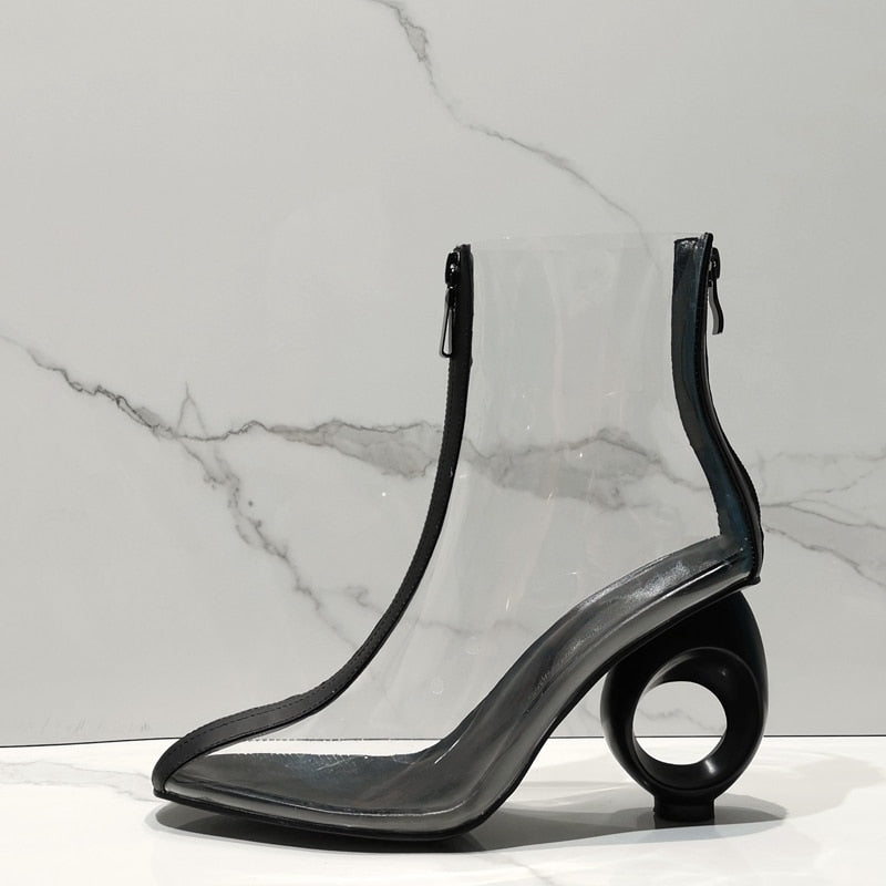 Futuristic Semi Transparent Ankle Boots