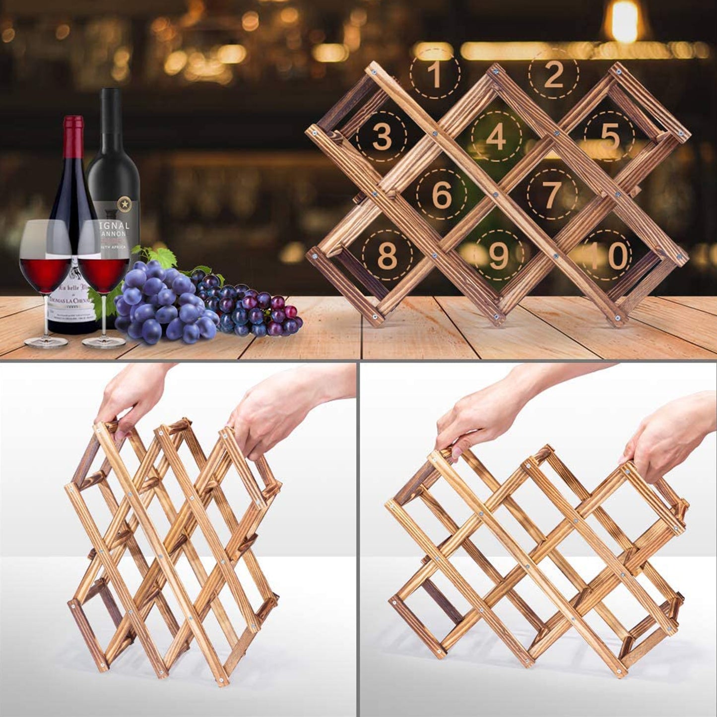 Folding Wooden Wine Rack